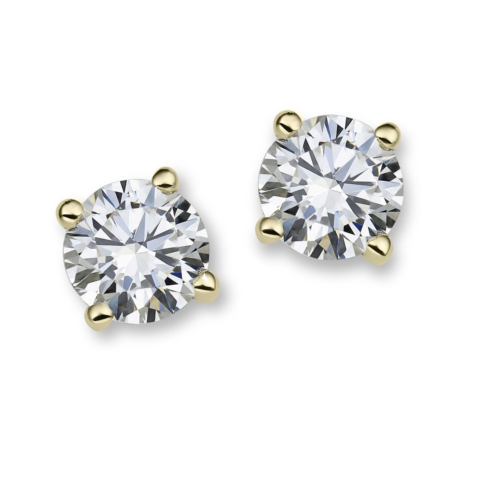 1.00 Carat Solitaire Earrings Gia - 18K Yellow Gold 1 - Orogem Jewelers Solitaire Earrings Gia In 18K Yellow Gold