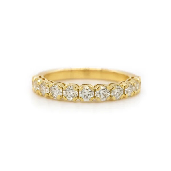 Diamanten eternity ring 1.10 ct in 18K geel goud met achthoekige zettingen