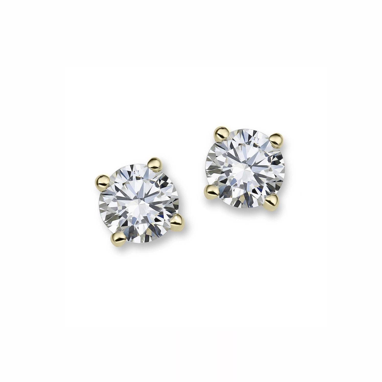 2.00 Ct. Tw. Labgrown Diamond Classic Solitaire Earrings In 18K Yellow Gold 1 - Orogem Jewelers 2.00 Ct. Tw. Labgrown Diamond Classic Solitaire Earrings In 18K Yellow Gold