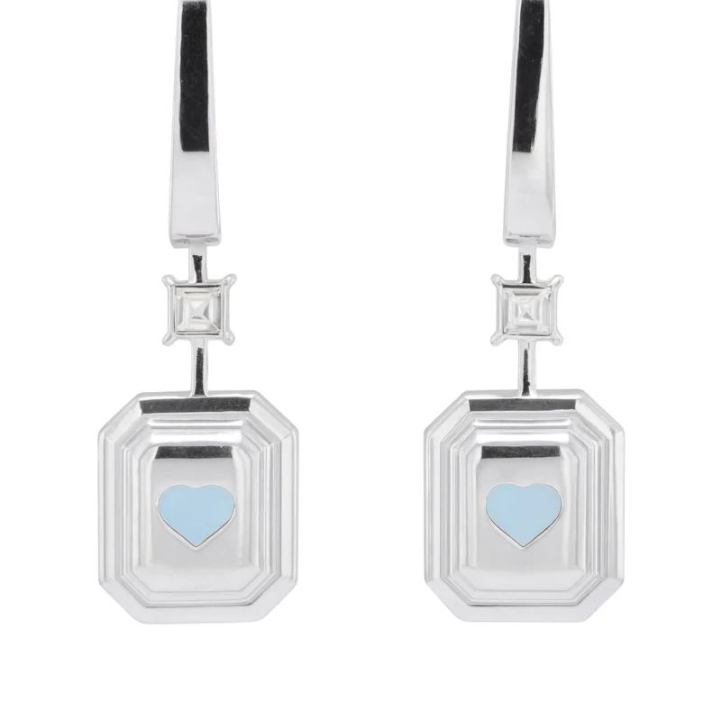 8,38 Ct Aquamarijn En 2,20 Ct Diamant Oorhangers – 18K Witgoud 5 - Orogem Jewelers Aquamarijn En Asscher-Diamant Oorbellen Met Pavé Oorringen