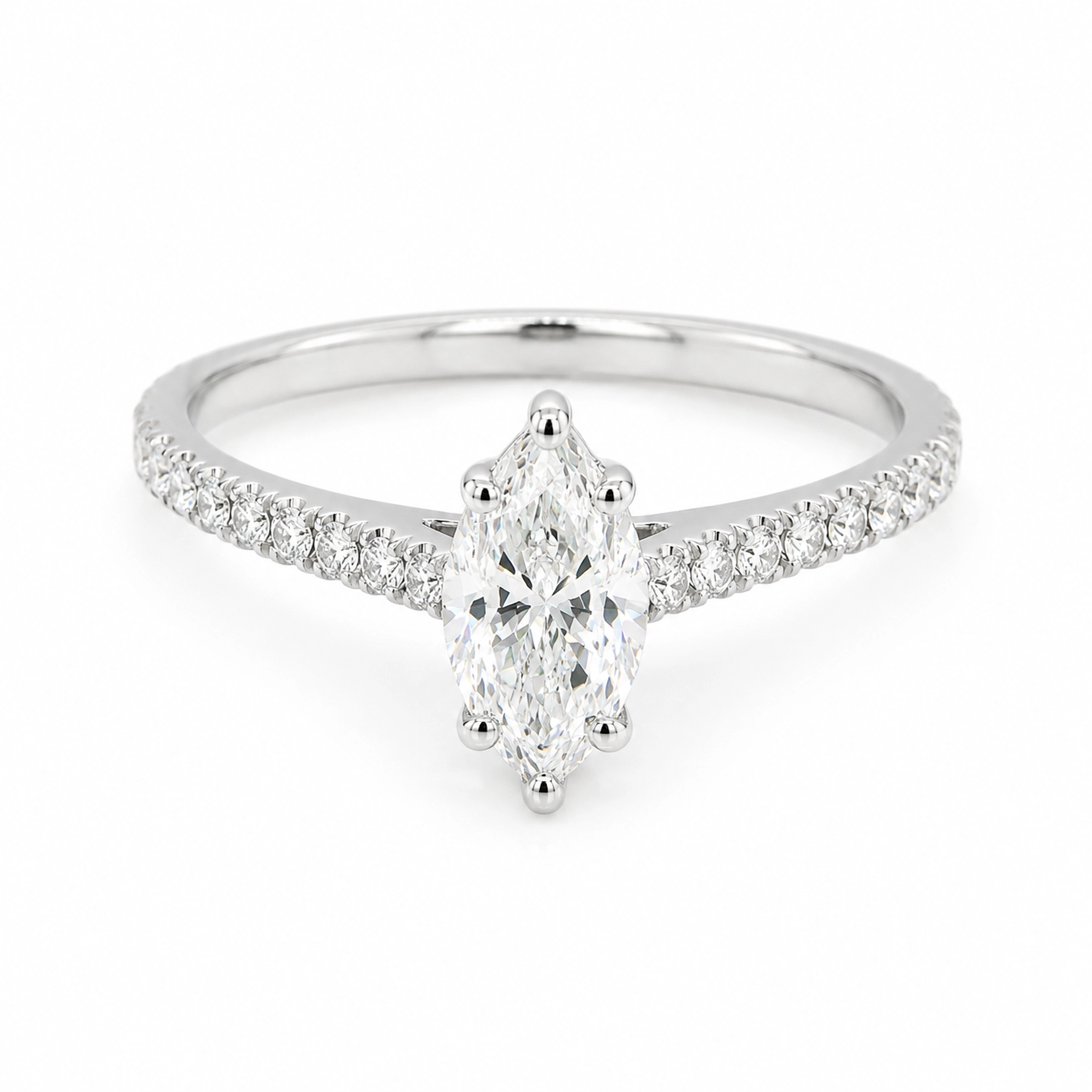 Marquise Diamanten Ring 0.70 Ct D Vs2 Gia En 0.12 Ct Df Vs In 18K Witgoud 3 - Orogem Jewelers 0.70 Carat Marquise Cut Diamond Engagement Ring