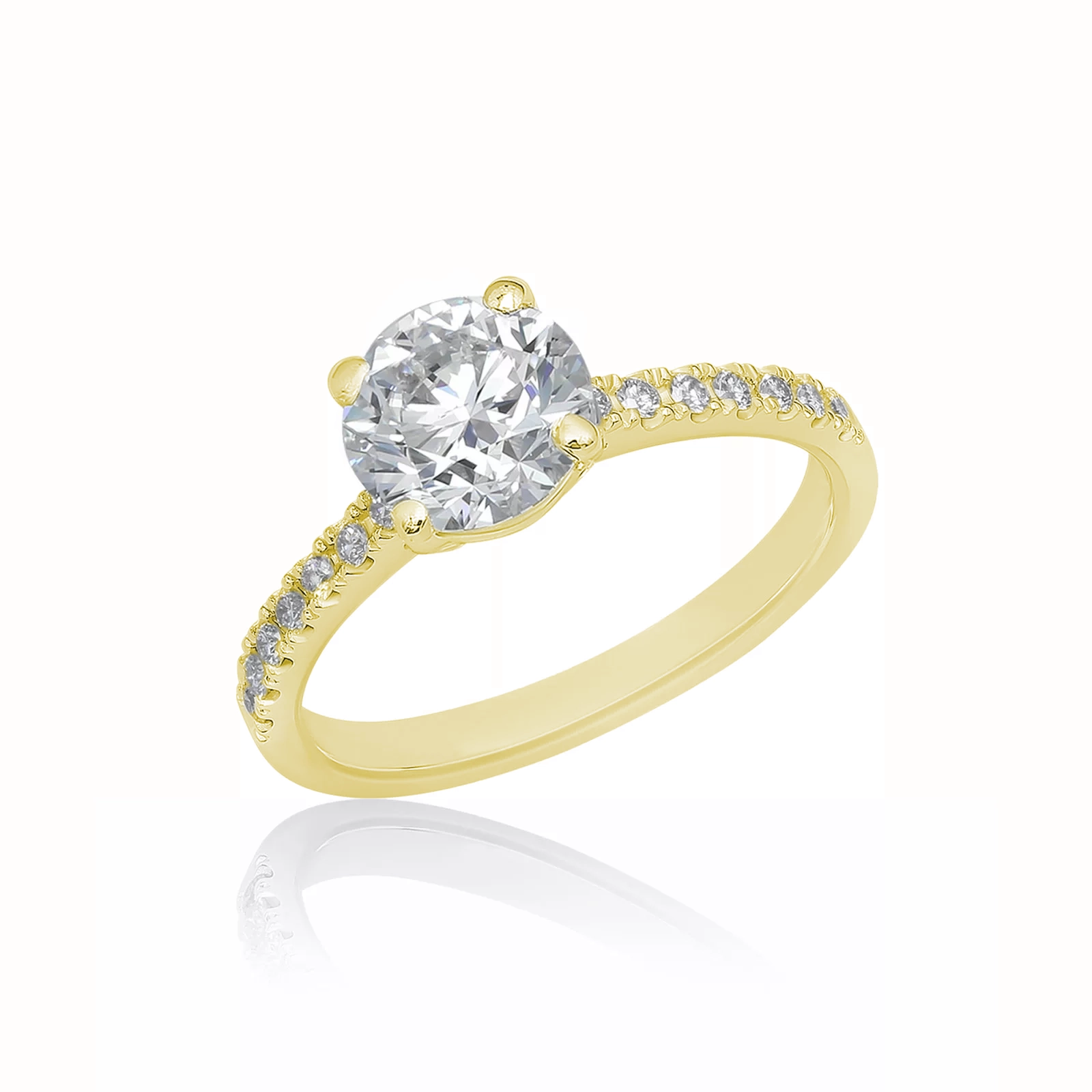 1.00 Carat Classic Labgrown Diamond Band Engagement Ring In 18K Yellow Gold 1 - Orogem Jewelers 1.00 Carat Labgrown Diamond Engagement Ring In 18K Yellow Gold
