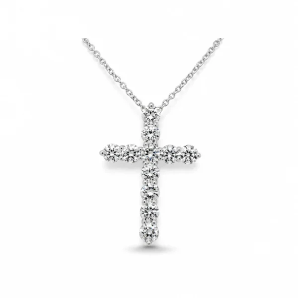 1.00 Carat Diamond Cross Pendant in 18k White Gold