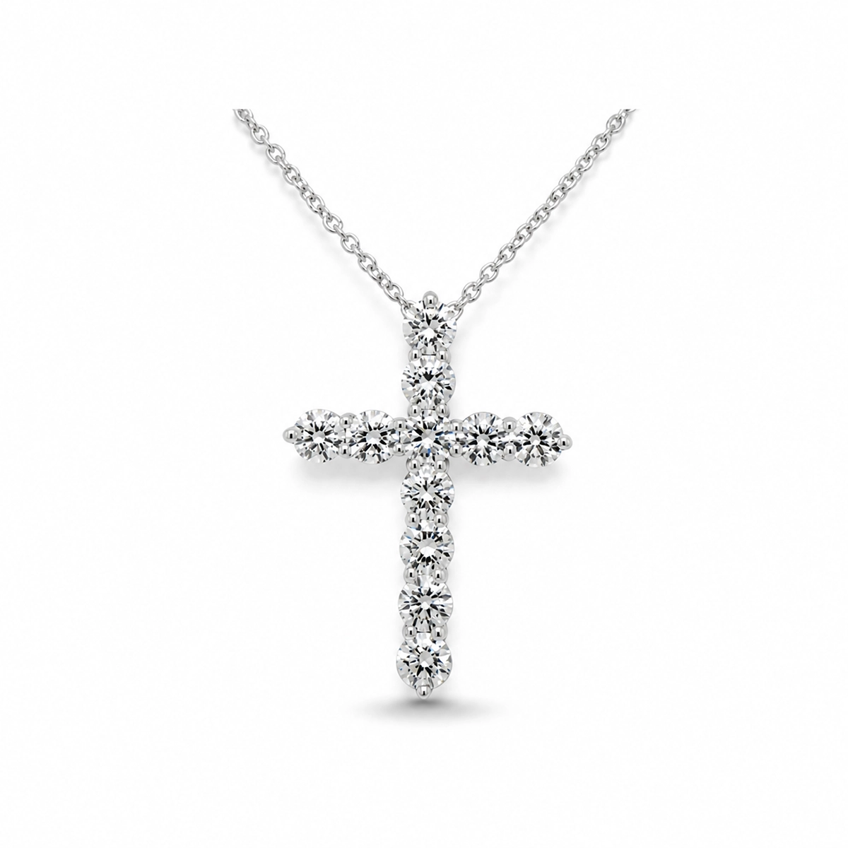 1.00 Carat Diamond Cross Pendant In 18K White Gold 1 - Orogem Jewelers 1.00 Carat Diamond Cross Pendant In 18K White Gold