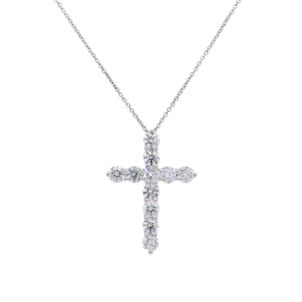 Collana croce in oro bianco 18k con diamanti F VS2 certificati GIA per un totale di 3,30 ct