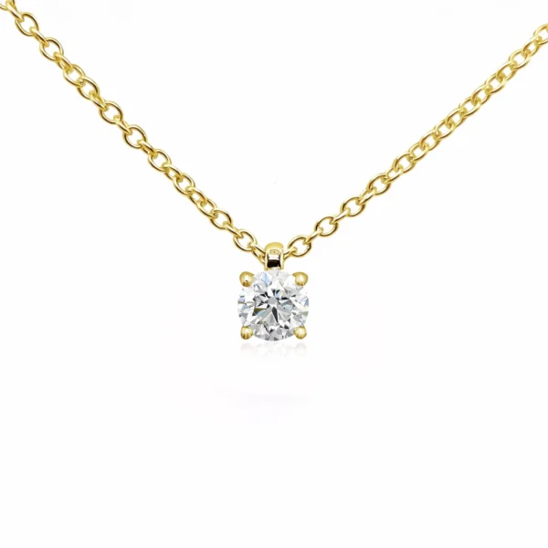 Collana con diamante di laboratorio solitario da 0.50 carati in oro giallo 18 carati