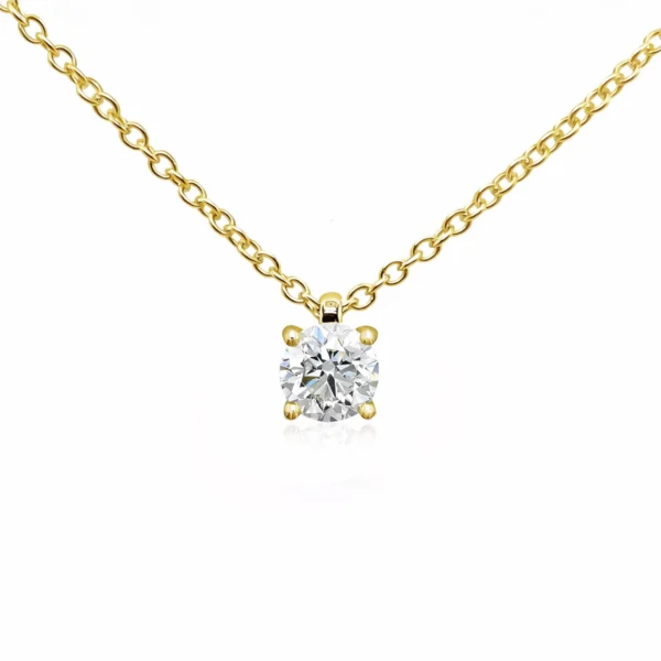 0.70 carat Labgrown diamond classic solitaire necklace in 18K yellow gold