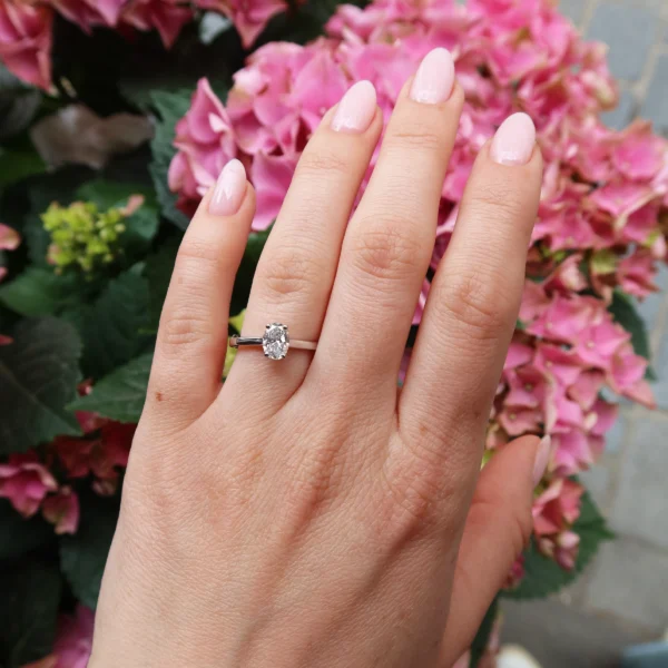 0.70 ct Oval Lab Grown Diamond Ring in 18K White Gold