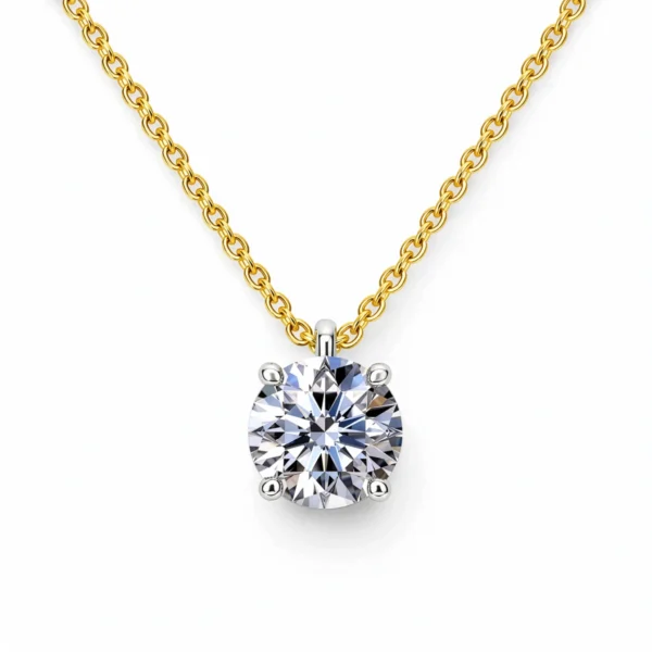 1.00 Ct Diamond Solitaire Pendant Gia In 18K Yellow And White Gold