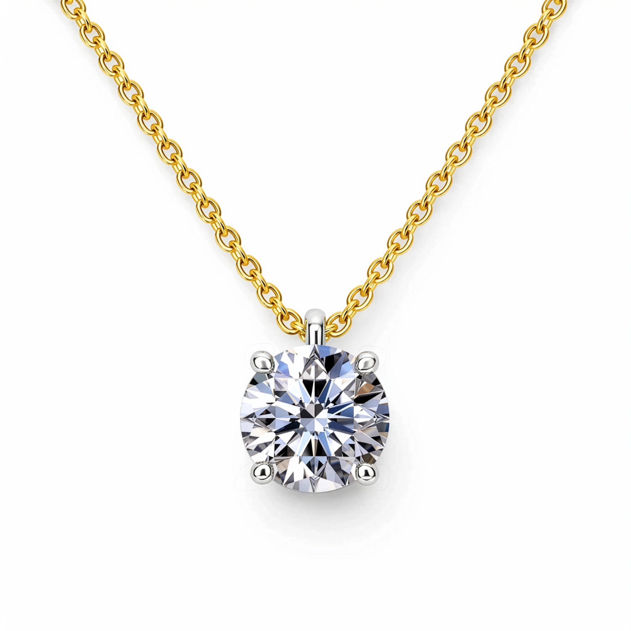 Pendente Con Diamante Solitario 1.00 Ct Gia In Oro Giallo E Bianco 18K 1 - Orogem Jewelers 1.00 Ct Diamond Solitaire Pendant Gia In 18K Yellow And White Gold