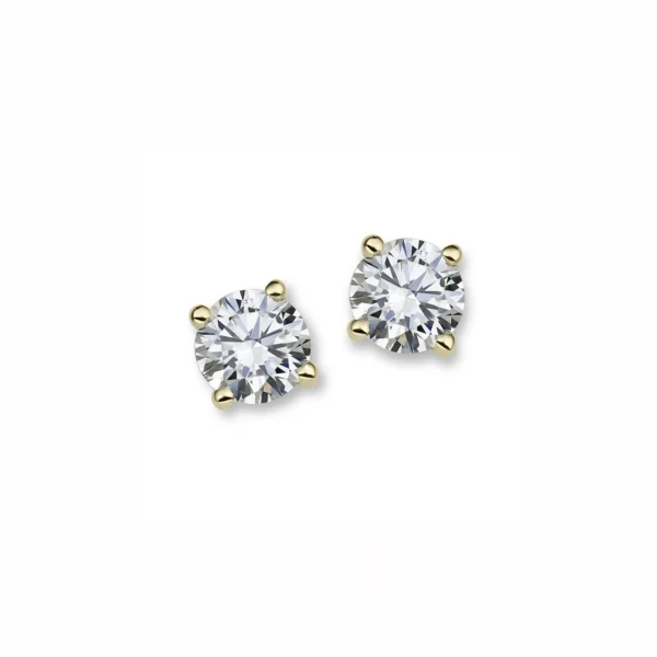 1.00 ct. tw. Labgrown diamond classic solitaire earrings in 18k yellow gold