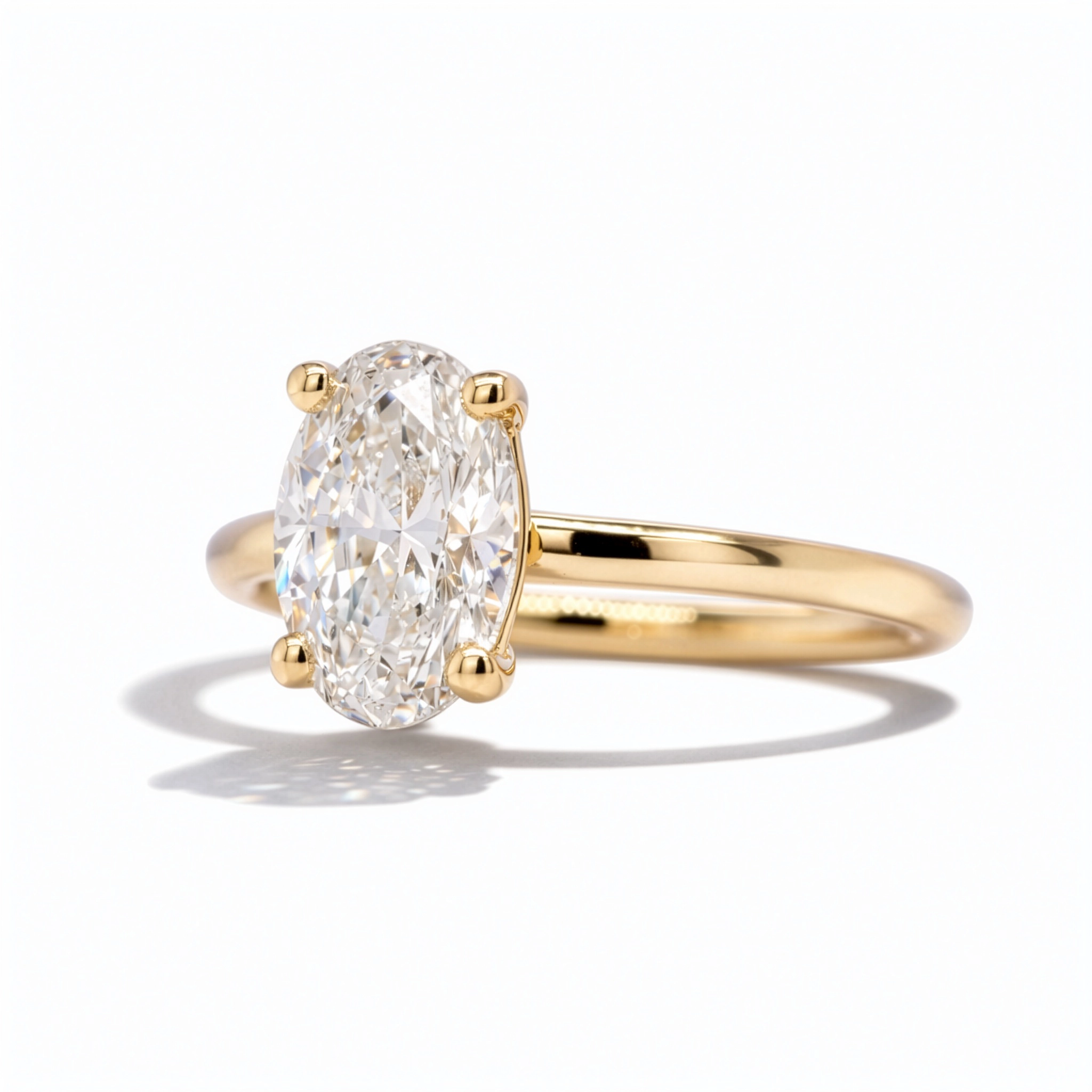 Anello Con Diamante Ovale 1.50 Ct In Oro Giallo 18K | Certificato Gia 5 - Orogem Jewelers Profilo Laterale Di Anello Solitario Con Diamante Ovale 1,50 Ct Certificato Gia In Oro Giallo 18K