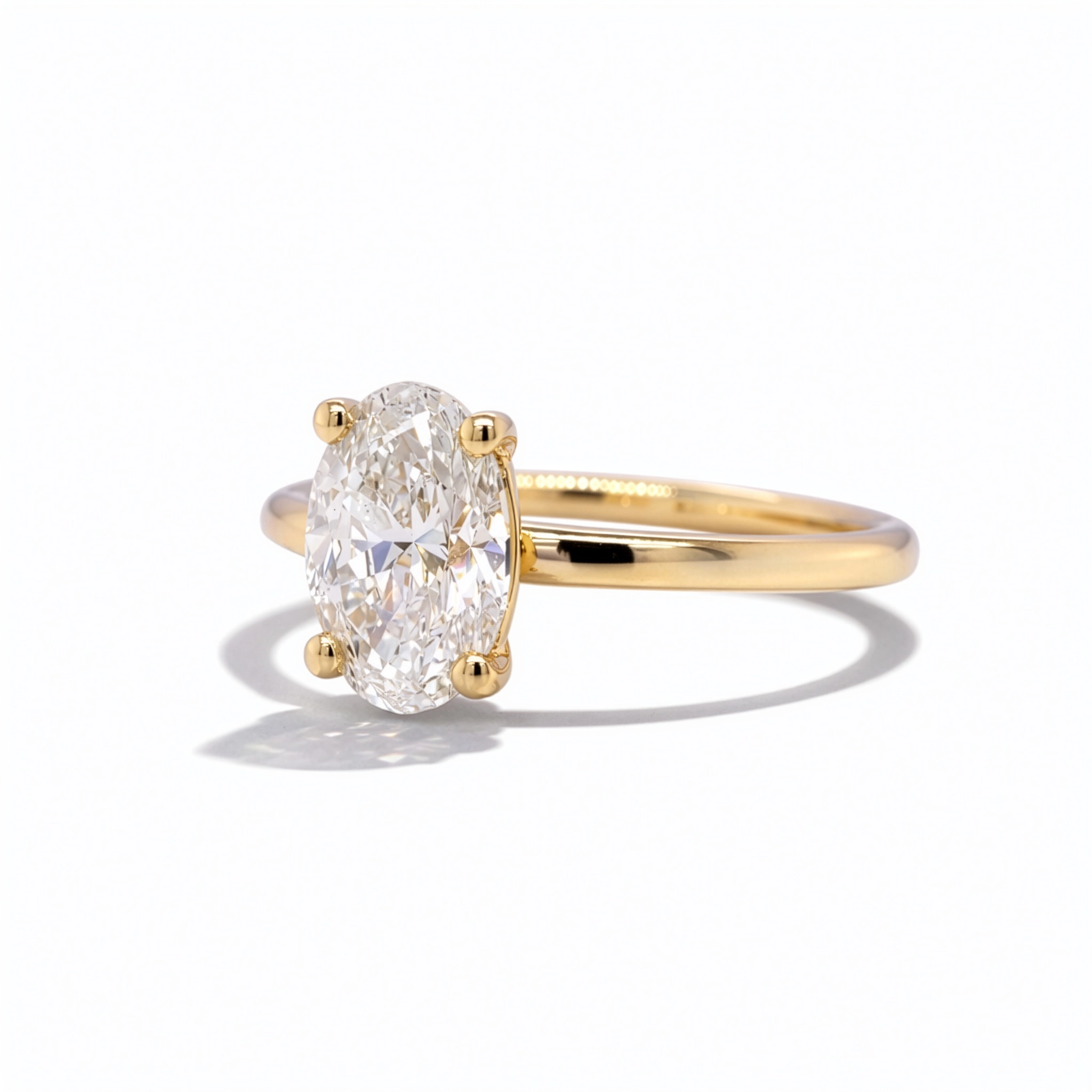 Anello Con Diamante Ovale 1.50 Ct In Oro Giallo 18K | Certificato Gia 6 - Orogem Jewelers Vista Tre Quarti Di Anello Solitario Con Diamante Ovale 1,50 Ct Certificato Gia In Oro Giallo 18K