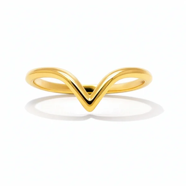 V-shaped ring in 18K yellow gold front view