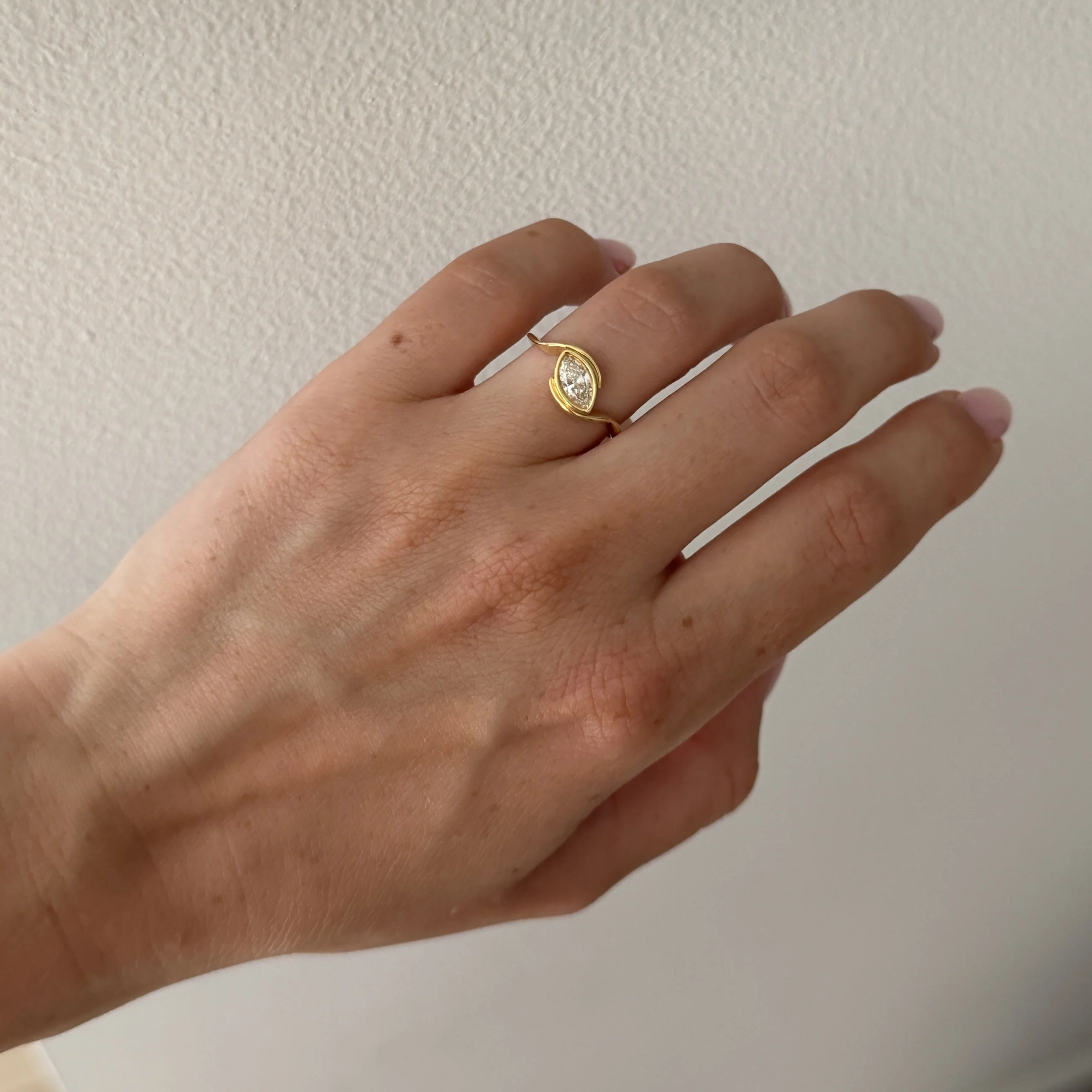 Marquise Diamond Ring 0.53 Ct In 18K Yellow Gold Hrd Certified Scaled Marquise Diamond Ring 0.53 Ct In 18K Yellow Gold | Hrd Certified