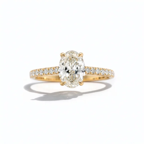 Oval Cut 1.00 Carat Diamond Engagement Ring in 18K Yellow Gold