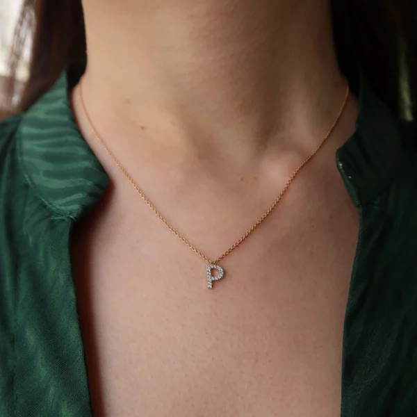 P Letter Diamanten Halsketting