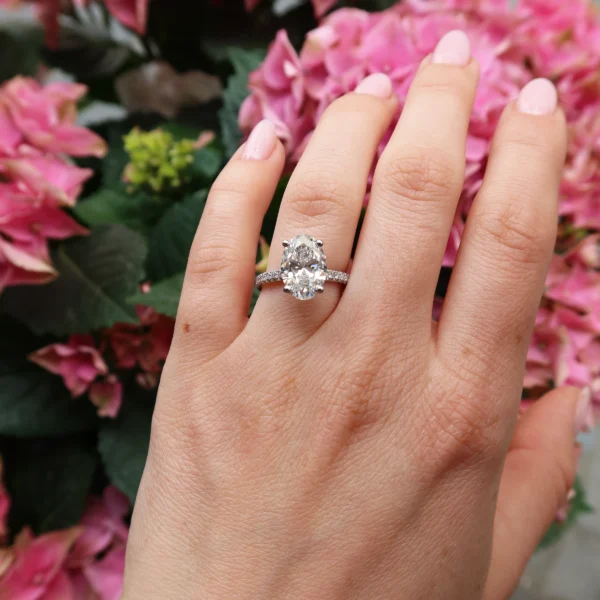 Elegant Oval Lab-Grown Diamond Ring in 18K White Gold