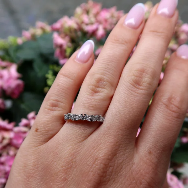 Marquise and Brilliant-Cut Diamond Band in 18k White Gold