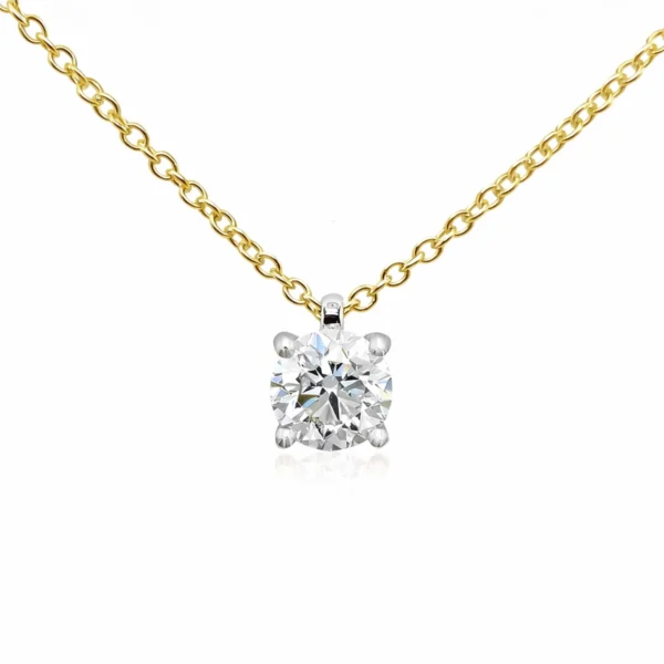1.50 ct lab grown diamond classic solitaire necklace in 18K yellow gold