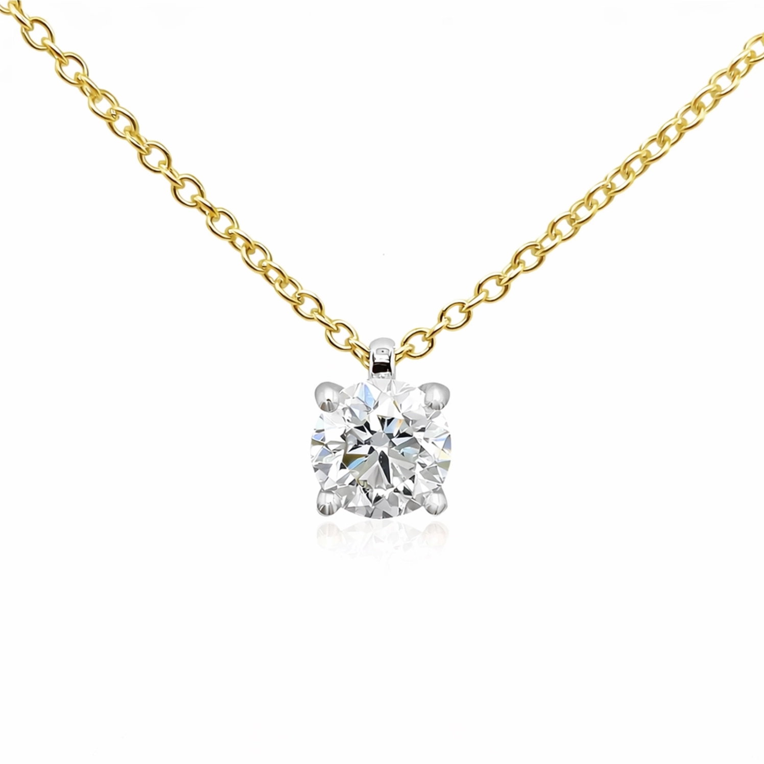 Collana Con Diamante Di Laboratorio Solitario Da 1.50 Carati In Oro Giallo 18 Carati 1 - Orogem Jewelers Collana Solitario Classico Diamante Lab Grown 1,50 Ct In Oro Giallo 18K