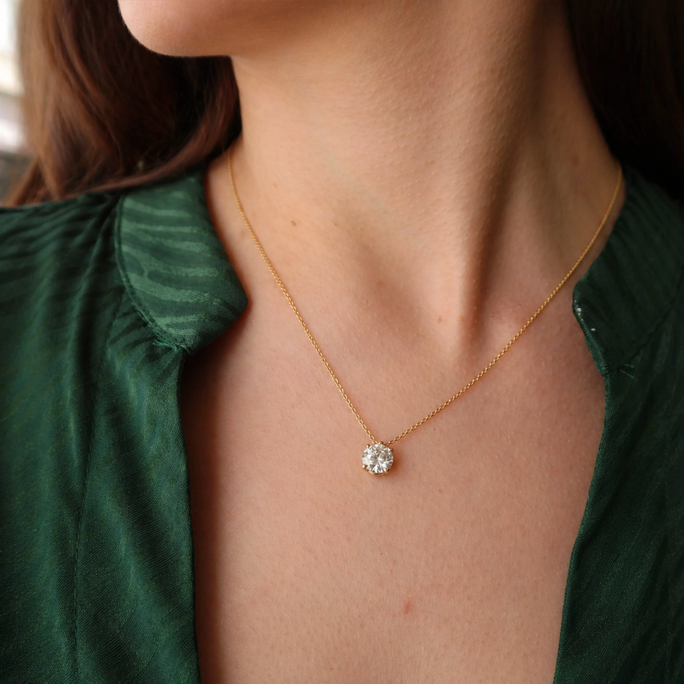 Collana Con Diamante Di Laboratorio Solitario Da 1.50 Carati In Oro Giallo 18 Carati 2 - Orogem Jewelers Collana Solitario Con Diamante Coltivato In Laboratorio Taglio Brillante Rotondo Da 1,50 Carati In Oro Giallo 18K, Colore D Purezza Vs1 Certificato Igi