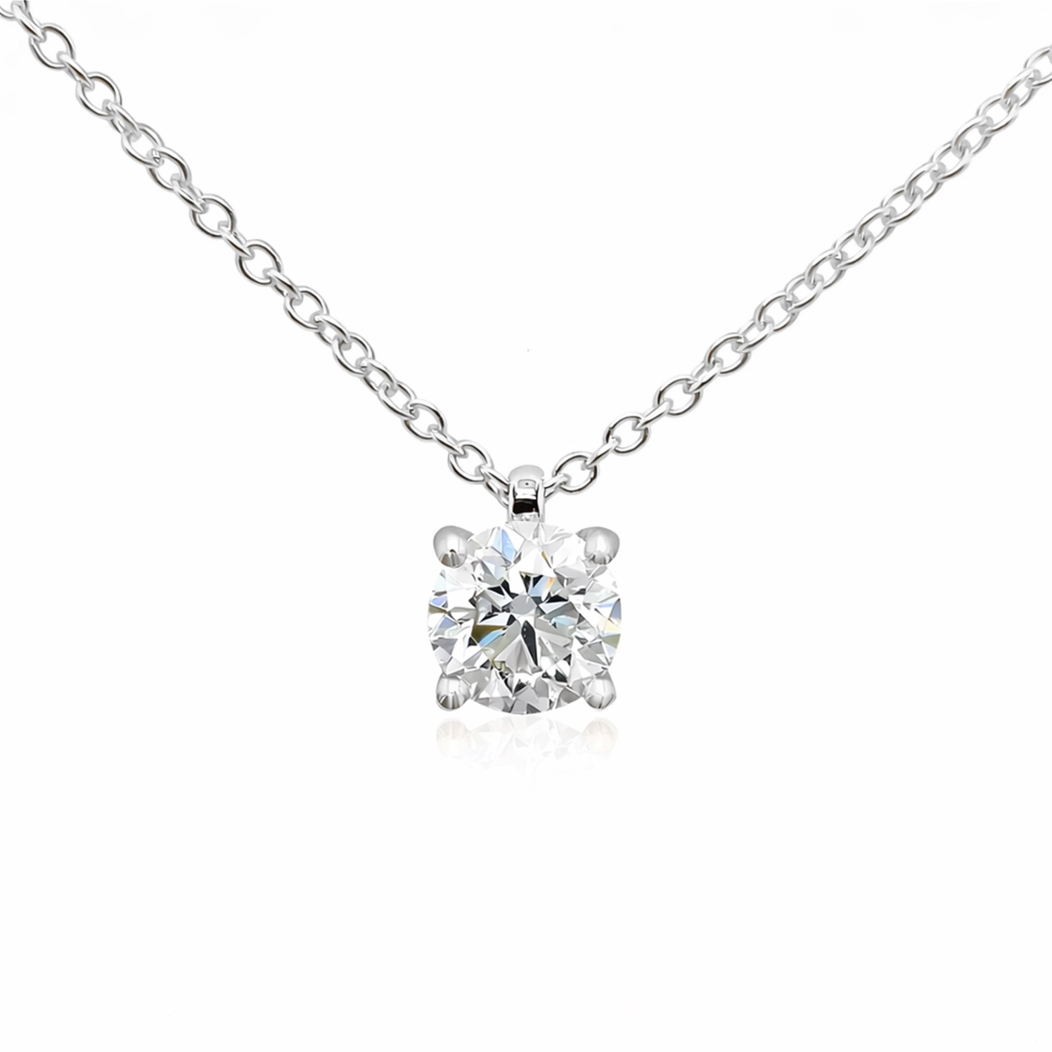 1.50 Carat Labgrown Diamond Classic Solitaire Necklace 1 - Orogem Jewelers 1.50 Ct Lab Grown Diamond Classic Solitaire Necklace In 18K White Gold