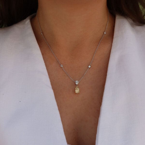 1.50 ct Y–Z Pear Diamond Pendant GIA 18k Gold