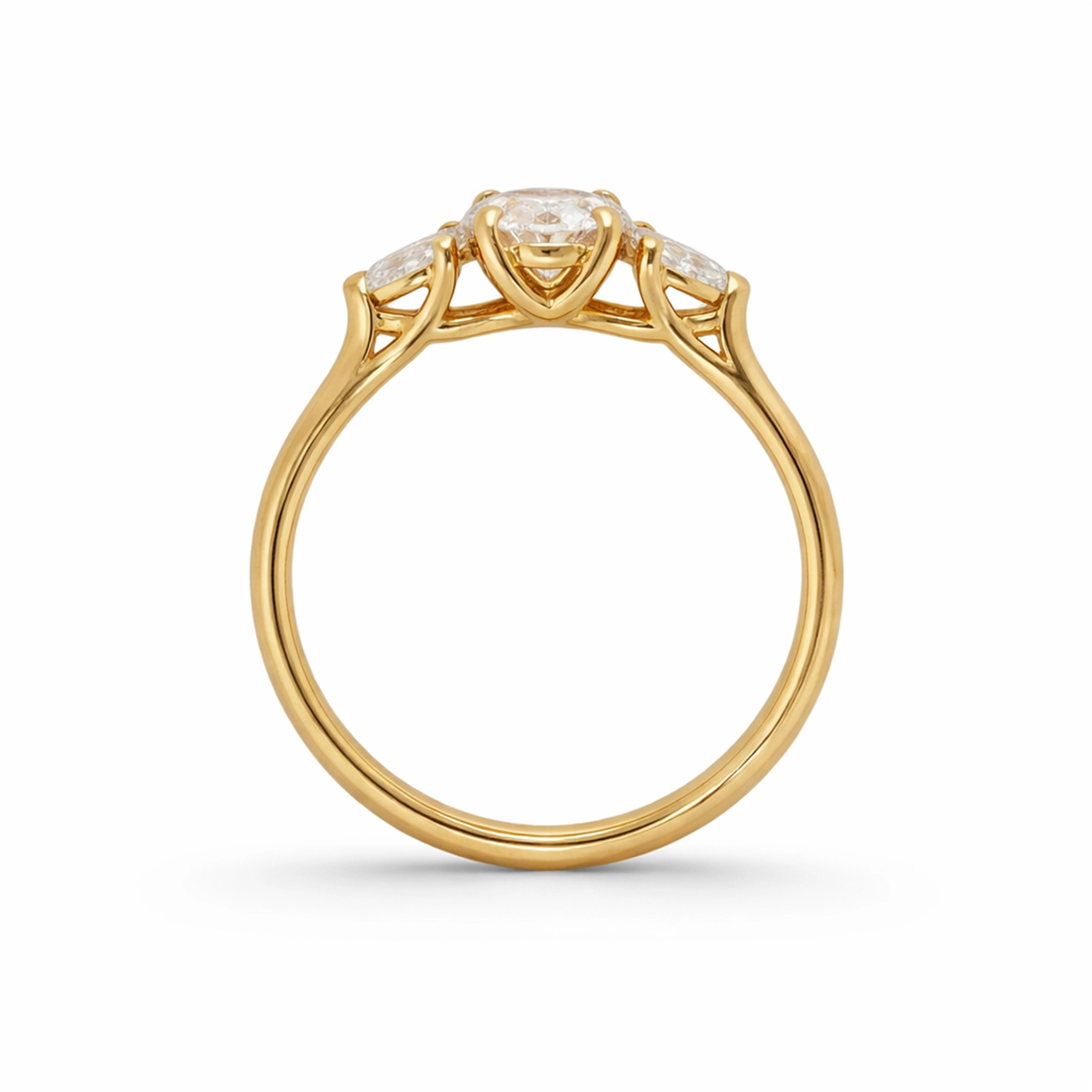 Bague de fiançailles en or jaune 14 carats avec oxyde de zirconium