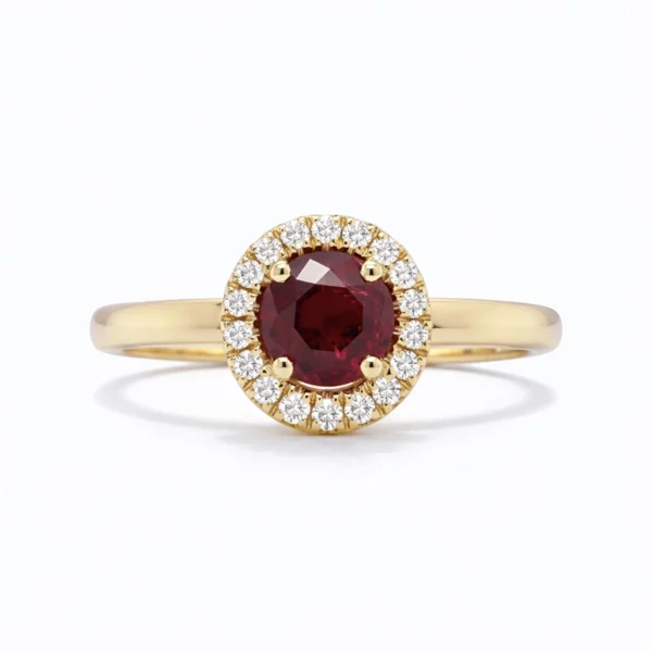 Robijn Diamanten Halo Verlovingsring