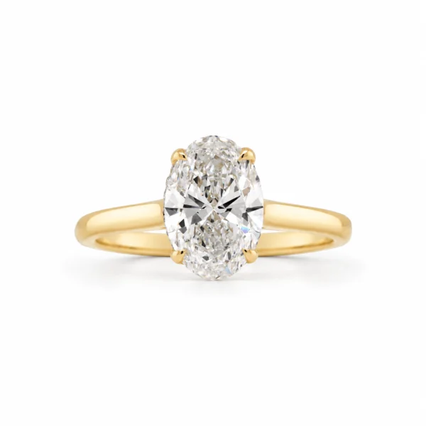 1.50 ct D VS1 ovale diamanten ring met verborgen halo in 18k geelgoud