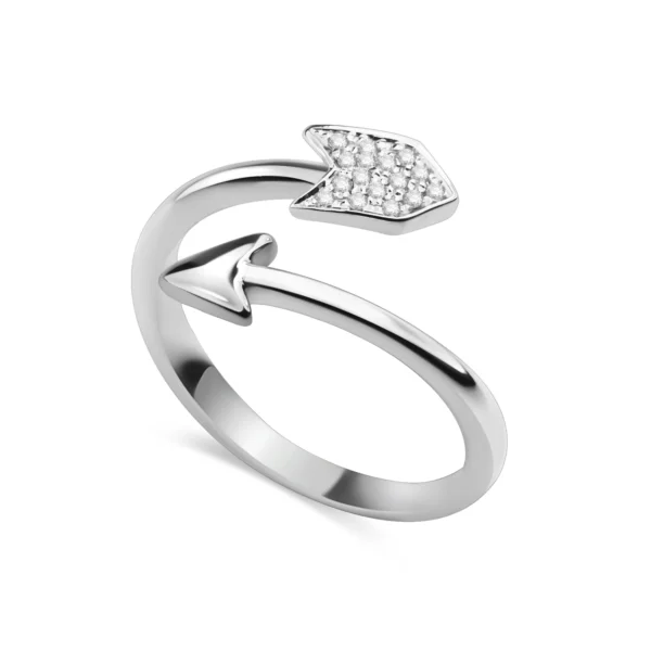 bague flèche diamant or blanc