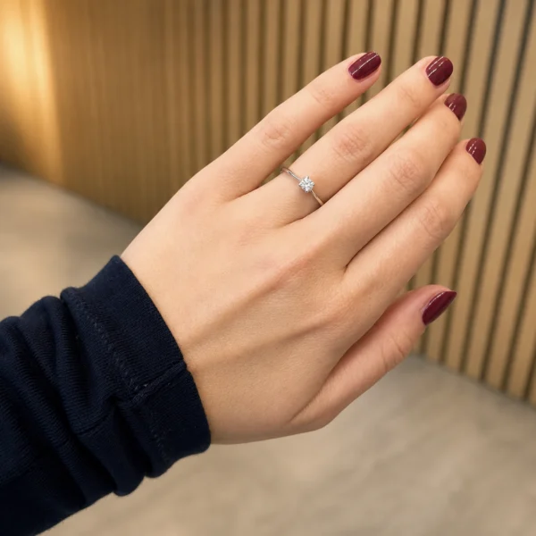 0.20 Karaat Klassieke Fijne Diamanten Verlovingsring in 18K Witgoud