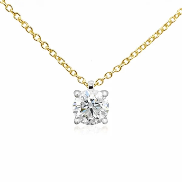 2.00 carat Labgrown diamond classic solitaire necklace in 18K yellow gold