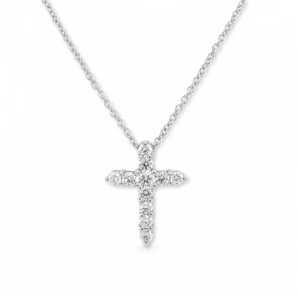 Diamond Cross Pendant Necklace in 18k White Gold