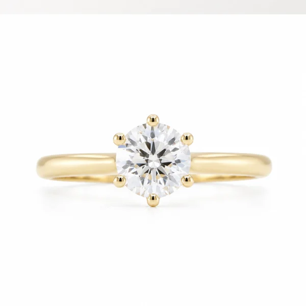 0.70 Ct Round Brilliant E Si1 Gia Solitaire Diamond Ring In 18K Yellow Gold