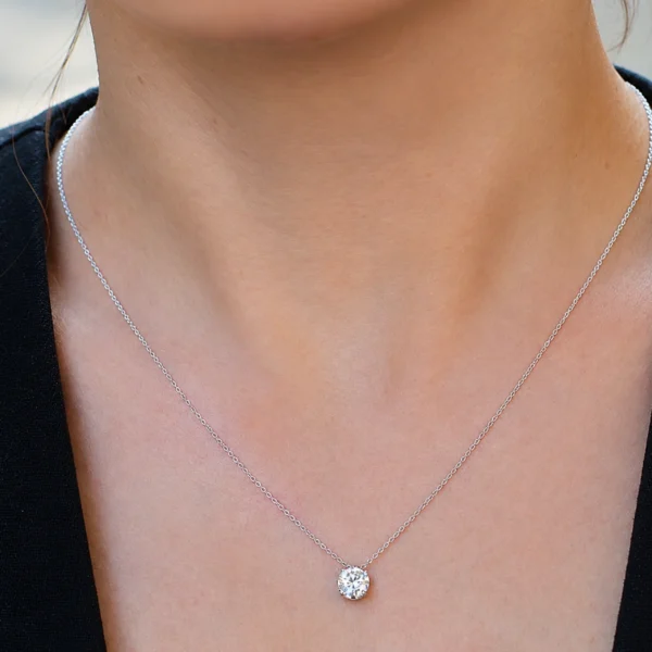 1.00 Carat Diamond Solitaire Pendant – GIA Certified F/SI1 in 18K White Gold