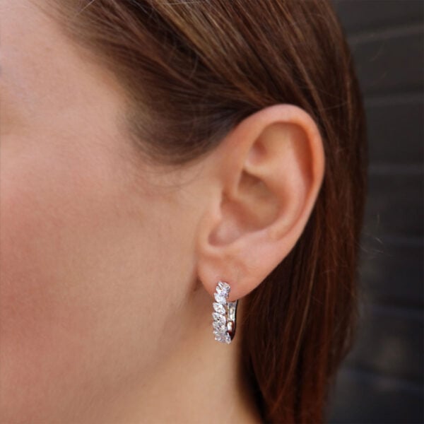 Marquise diamond hoop earrings in 18k white gold with 2.02 ct