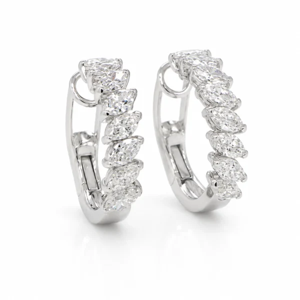 Marquise diamanten oorringen in 18k witgoud met 2,02 ct
