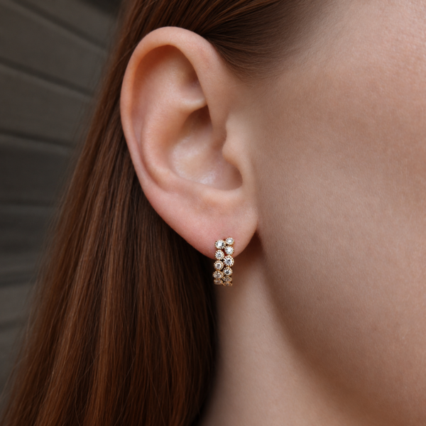 Yellow gold diamond ear climber earrings in 18k with 0.66 tcw
