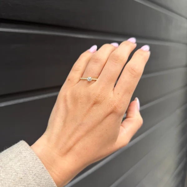 0.30 ct Diamond Ring with Pavé Band in 18k Yellow Gold
