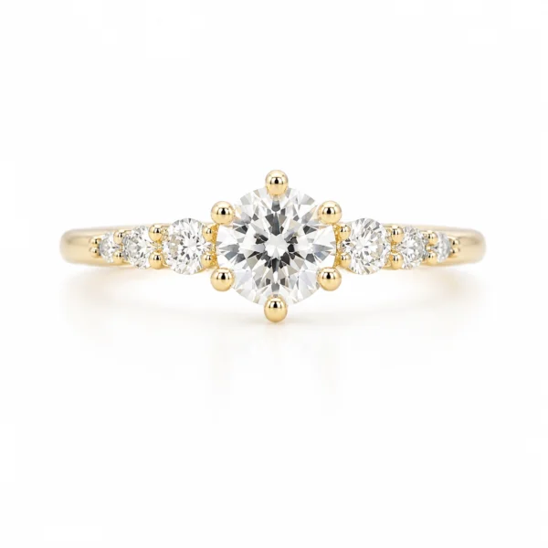 verlovingsring ronde diamant geelgoud