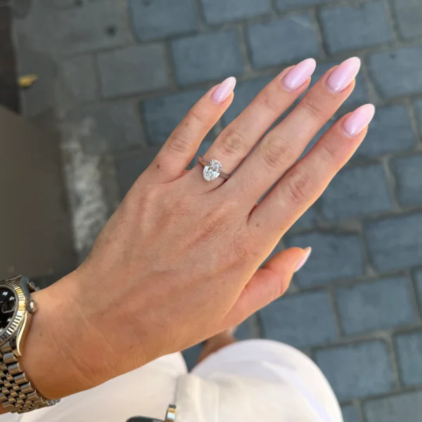 2.03 ct Lab Grown Oval Solitaire, D VS1