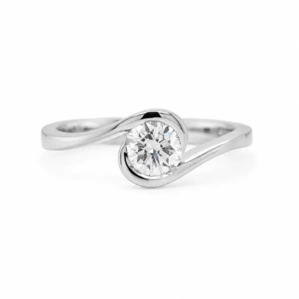 0.50 ct GIA-Certified Diamond Tension Setting Ring – 18K White Gold
