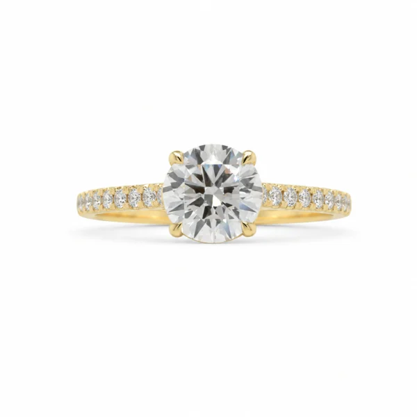 1.00 Carat Classic labgrown diamond band engagement ring in 18k yellow gold